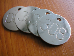 Známky do výdajní náradia kruhové s číslom z hliníku